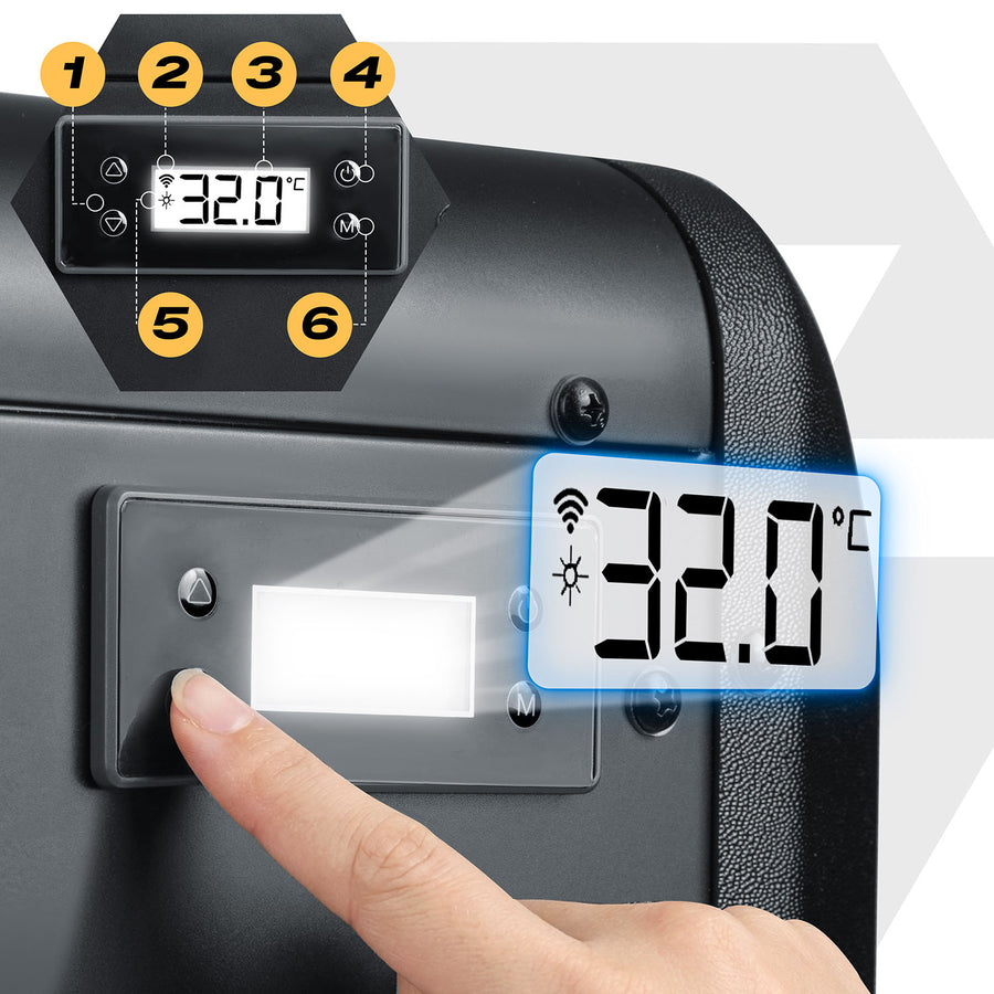 Varmepumpe til pool 3 kW med Bluetooth-styring og LCD-display – COP 5,17, 45 dB