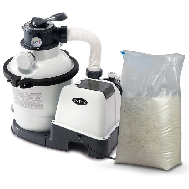 Sandfilterpumpe 5700 l/t med 25 kg sand til effektiv vandrensning