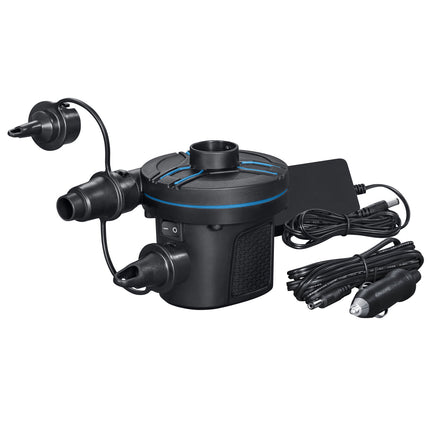 Elektrisk pumpe 220V/12V til oppustelige produkter med 3 dyser - ideel til hjemmebrug og camping
