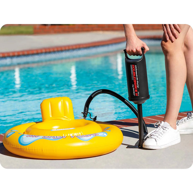 Stempelpumpe til oppustelige produkter - 36 cm med dobbelt pumpesystem og 3 dyser