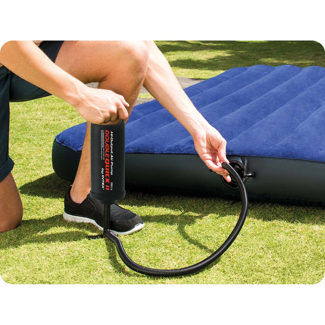 Stempelpumpe til oppustelige produkter - 36 cm med dobbelt pumpesystem og 3 dyser