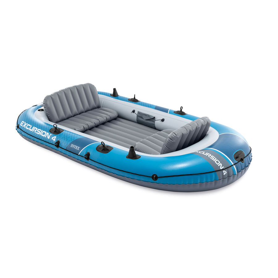 Oppustelig gummibåd til 4 personer 315 x 165 x 43 cm med aluminiumsårer og pumpe – Intex Excursion 4