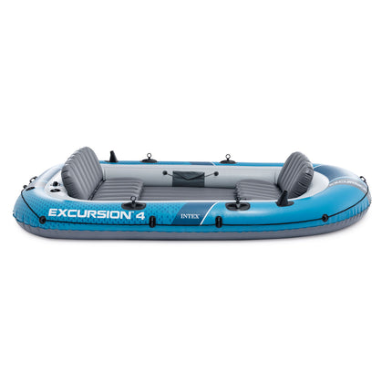 Oppustelig gummibåd til 4 personer 315 x 165 x 43 cm med aluminiumsårer og pumpe – Intex Excursion 4