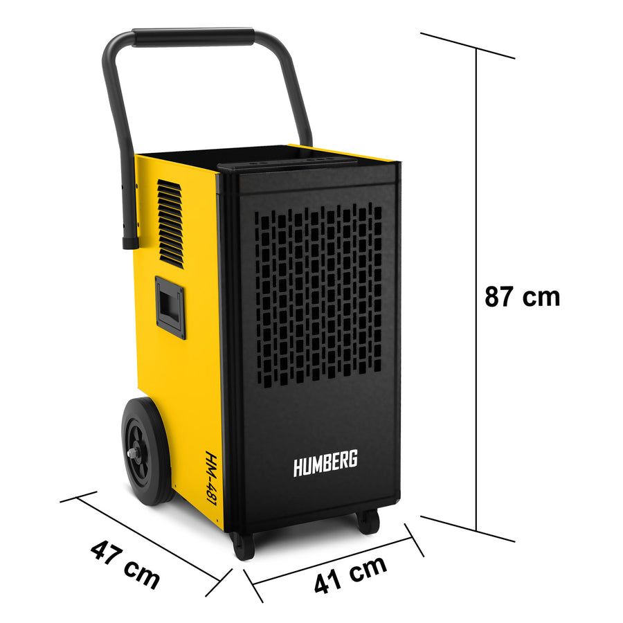 Industriel affugter med 50 l/24 timer kapacitet til effektiv tørring af fugtige rum
