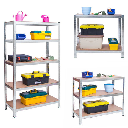 Opbevaringsreol i metal 150x75x30 cm med 5 hylder - stabil og justerbar til garage, kælder eller butik