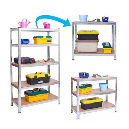 Opbevaringsreol i metal 150x75x30 cm med 5 hylder - stabil og justerbar til garage, kælder eller butik