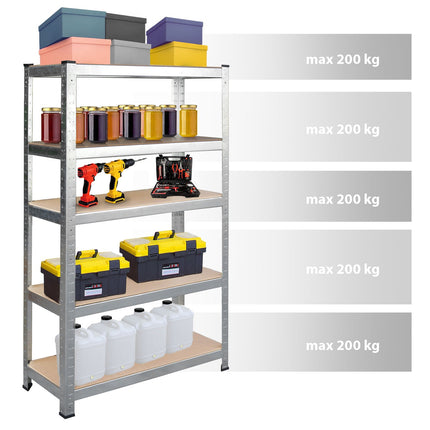 Opbevaringsreol i metal 150x75x30 cm med 5 hylder - stabil og justerbar til garage, kælder eller butik