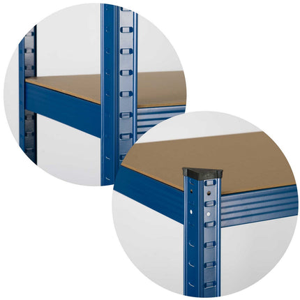 Opbevaringsreol i metal med 5 hylder - 150 x 75 x 30 cm, ideel til garage, kælder og butik