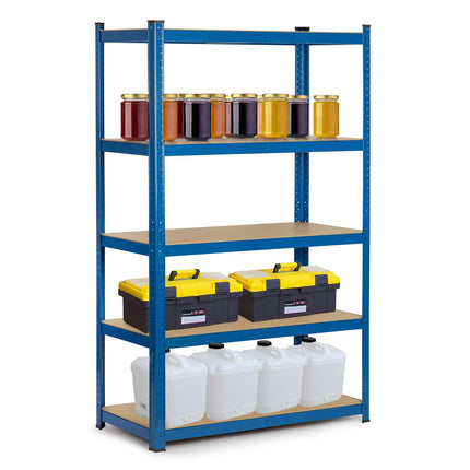 Opbevaringsreol i metal med 5 hylder - 150 x 75 x 30 cm, ideel til garage, kælder og butik
