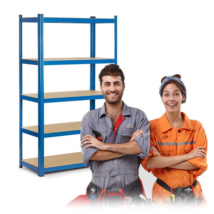 Opbevaringsreol i metal med 5 hylder - 150 x 75 x 30 cm, ideel til garage, kælder og butik
