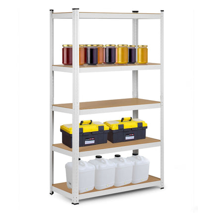 Opbevaringsreol i metal med 5 hylder - 150 x 75 x 30 cm, perfekt til garage, kælder og butik