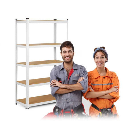 Opbevaringsreol i metal med 5 hylder - 150 x 75 x 30 cm, perfekt til garage, kælder og butik