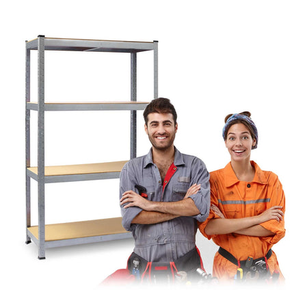 Hylde i metal 150 x 75 x 30 cm - Stabil opbevaringsreol til garage, arkiv og værktøjsrum
