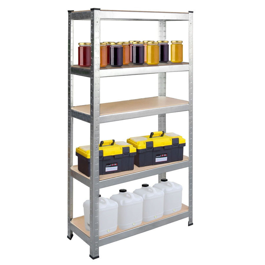 Opbevaringsreol i metal 180 x 90 x 30 cm - Stabil og justerbar hylde til garage, kælder og butik