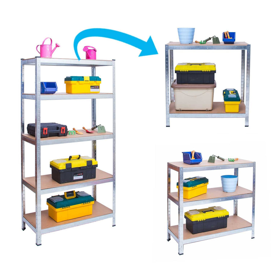 Opbevaringsreol i metal 180 x 90 x 30 cm - Stabil og justerbar hylde til garage, kælder og butik
