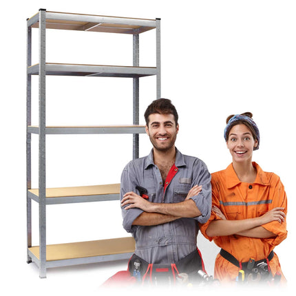 Opbevaringsreol i metal 180 x 90 x 30 cm - Stabil og justerbar hylde til garage, kælder og butik