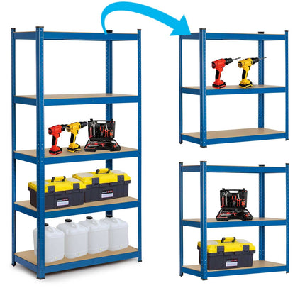 Opbevaringsreol i metal 180 x 90 x 30 cm - Stabil hylde til garage, lager og butik