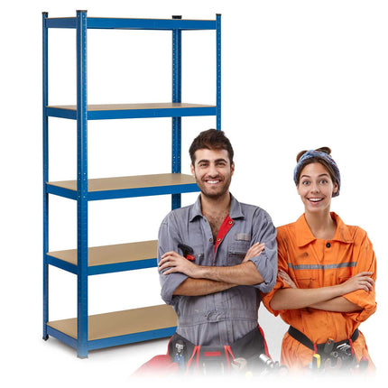 Opbevaringsreol i metal 180 x 90 x 30 cm - Stabil hylde til garage, lager og butik