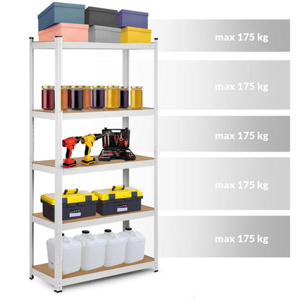 Opbevaringsreol i metal 180 x 90 x 30 cm - Stabil hylde til garage, butik og lager