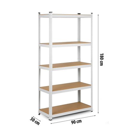 Opbevaringsreol i metal 180 x 90 x 30 cm - Stabil hylde til garage, butik og lager