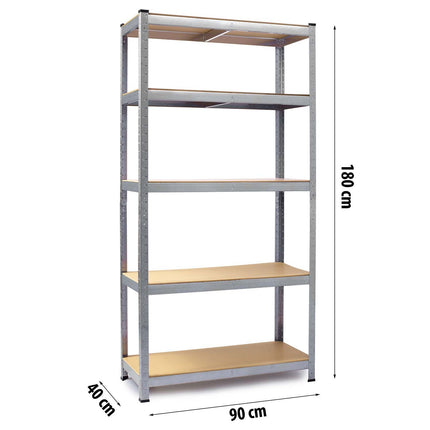 Opbevaringsreol i metal 180 x 90 x 40 cm - Stabil og funktionel hylde til garage, lager og butik