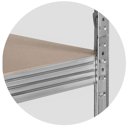 Opbevaringsreol i metal 180 x 90 x 40 cm med 5 hylder - ideel til garage, kælder og butik - inkl. gratis hyldedæksel