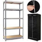 Opbevaringsreol i metal 180 x 90 x 40 cm med 5 hylder - ideel til garage, kælder og butik - inkl. gratis hyldedæksel
