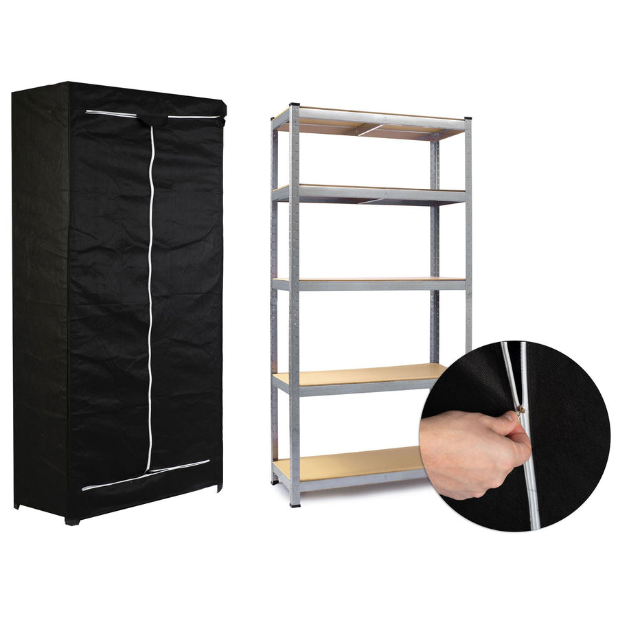 Opbevaringsreol i metal 180 x 90 x 40 cm med 5 hylder - ideel til garage, kælder og butik - inkl. gratis hyldedæksel