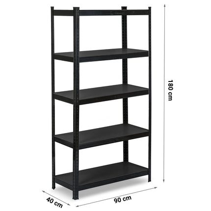 Opbevaringsreol i metal 180 x 90 x 40 cm - stabil og funktionel til garage, lager og butik