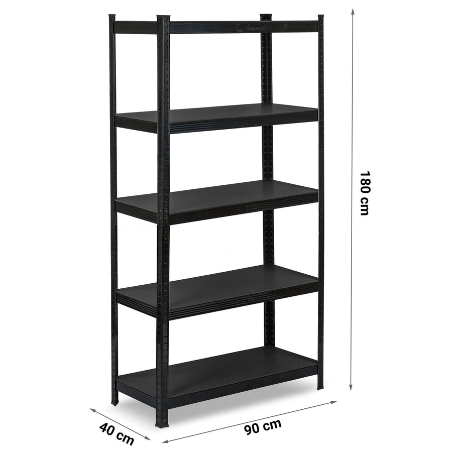 Opbevaringsreol i metal 180 x 90 x 40 cm - stabil og funktionel til garage, lager og butik