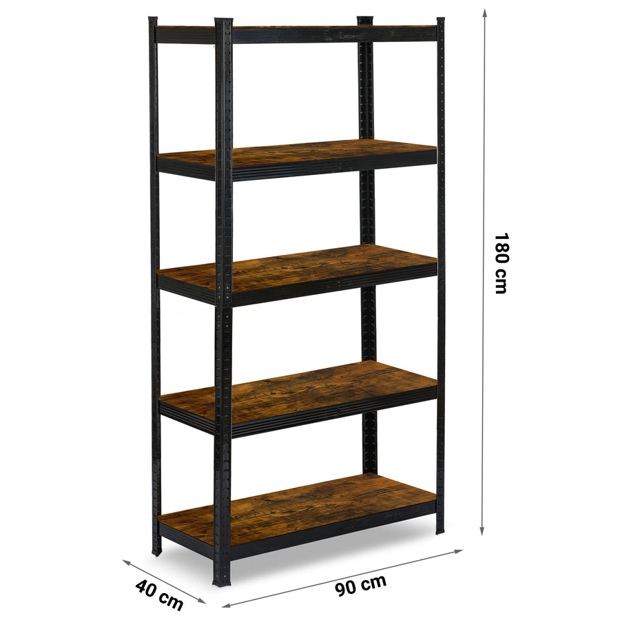 Metal opbevaringsreol 180 x 90 x 40 cm - Stabil hylde til garage, kælder og butik