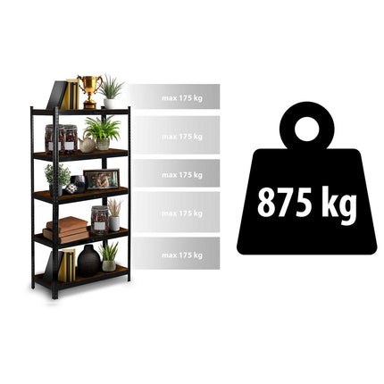 Metal opbevaringsreol 180 x 90 x 40 cm - Stabil hylde til garage, kælder og butik