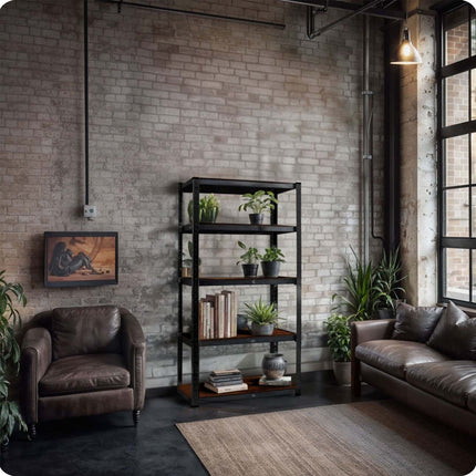 Metal opbevaringsreol 180 x 90 x 40 cm - Stabil hylde til garage, kælder og butik