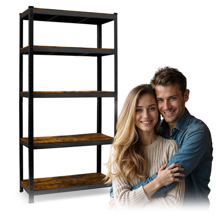 Metal opbevaringsreol 180 x 90 x 40 cm - Stabil hylde til garage, kælder og butik