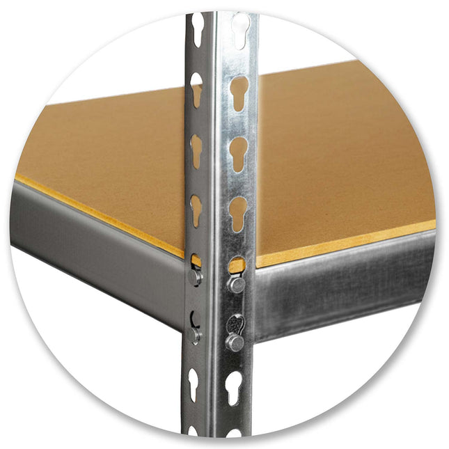 Metalreol til lager 183 x 90 x 40 cm med 5 MDF-hylder, 265 kg pr. hylde – sølv