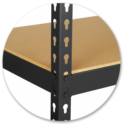 Metalreol til lager 183 x 90 x 40 cm med 5 MDF-hylder, 265 kg pr. hylde – sort