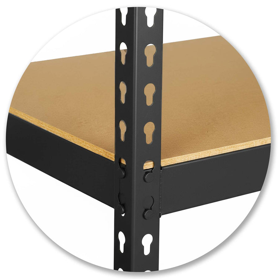 Metalreol til lager 183 x 90 x 40 cm med 5 MDF-hylder, 265 kg pr. hylde – sort