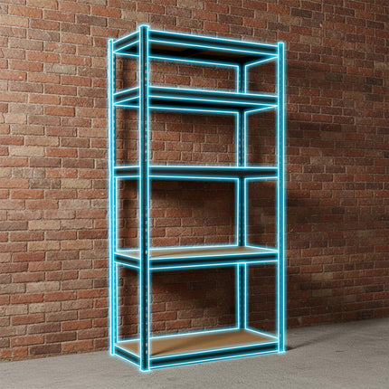 Metalreol til lager 183 x 90 x 40 cm med 5 MDF-hylder, 265 kg pr. hylde – sort