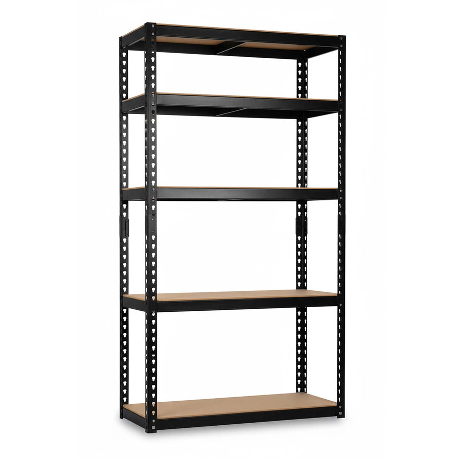 Metalreol til lager 183 x 90 x 40 cm med 5 MDF-hylder, 265 kg pr. hylde – sort