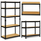 Metalreol til lager 183 x 90 x 40 cm med 5 MDF-hylder, 265 kg pr. hylde – sort