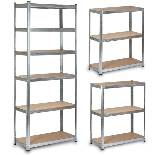 Stabil metalopbevaringsreol 222 x 90 x 40 cm - Perfekt til garage, lager og butik