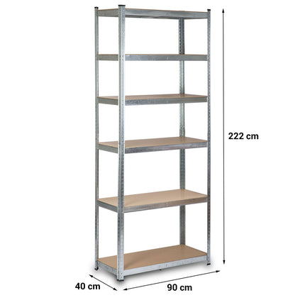 Stabil metalopbevaringsreol 222 x 90 x 40 cm - Perfekt til garage, lager og butik
