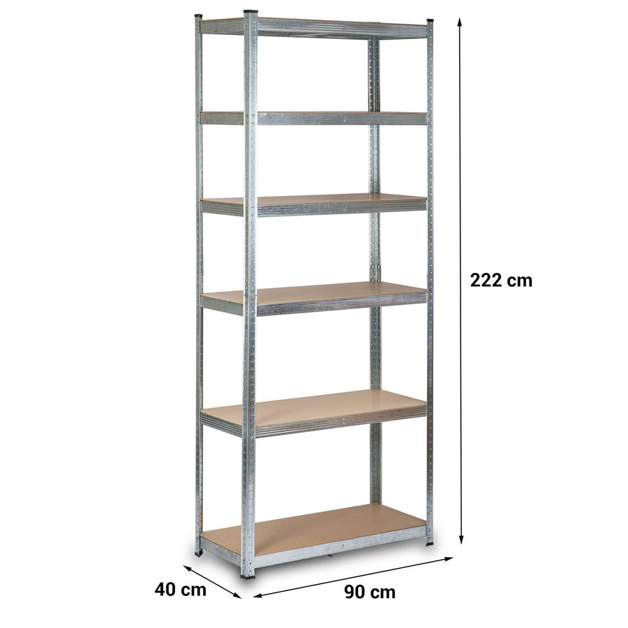 Stabil metalopbevaringsreol 222 x 90 x 40 cm - Perfekt til garage, lager og butik