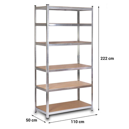 Stabil metalreol til opbevaring 222 x 110 x 50 cm - Perfekt til garage, kælder og butik