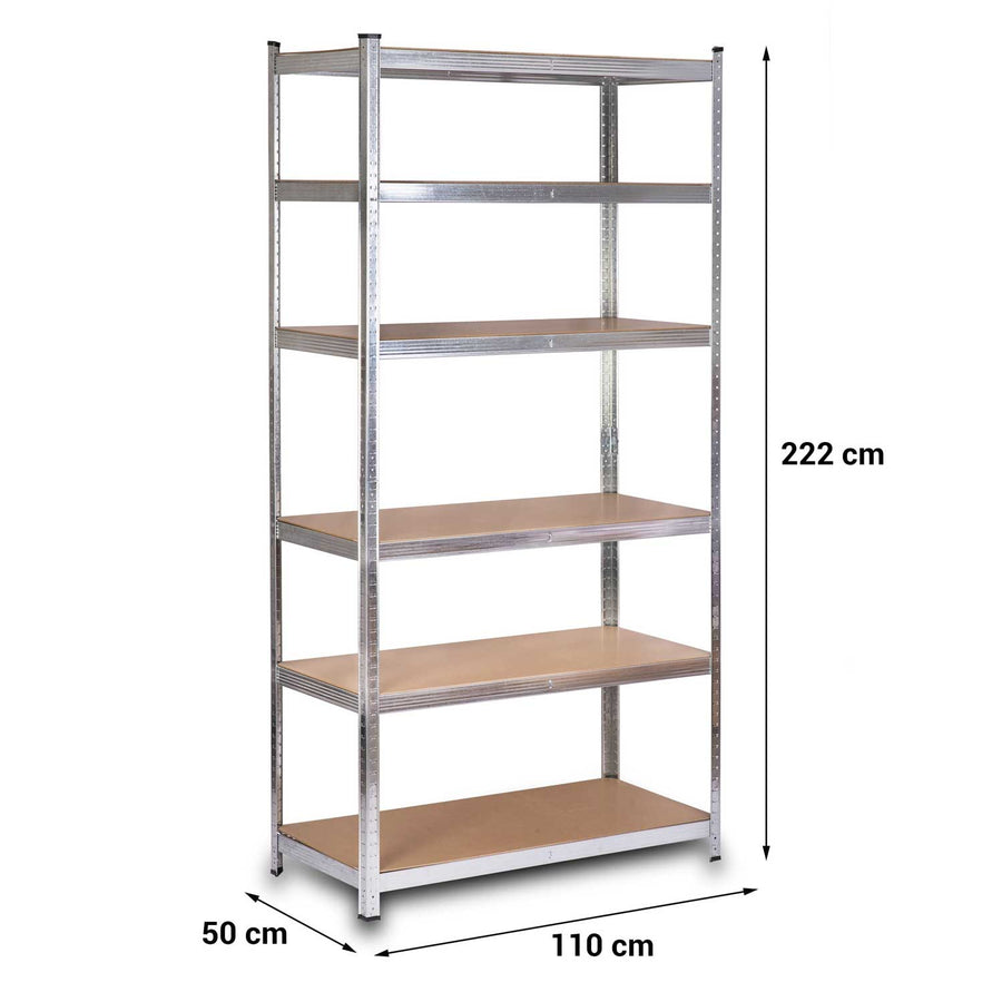 Stabil metalreol til opbevaring 222 x 110 x 50 cm - Perfekt til garage, kælder og butik