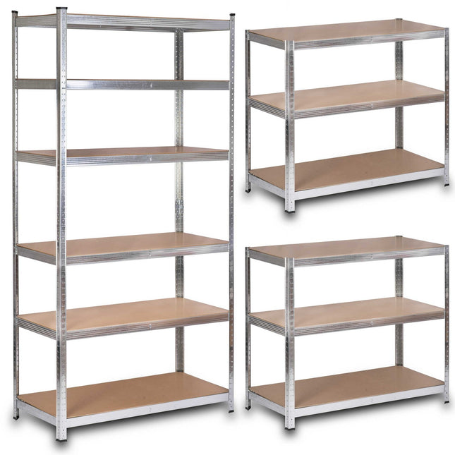 Stabil metalreol til opbevaring 222 x 110 x 50 cm - Perfekt til garage, kælder og butik