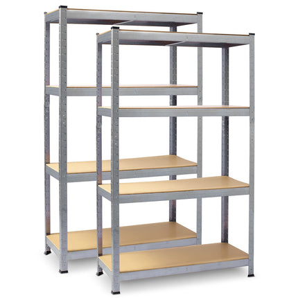 Sølvfarvet metalhylde sæt med 4 hylder - 174x80x40 cm, perfekt til garage, værksted og opbevaring