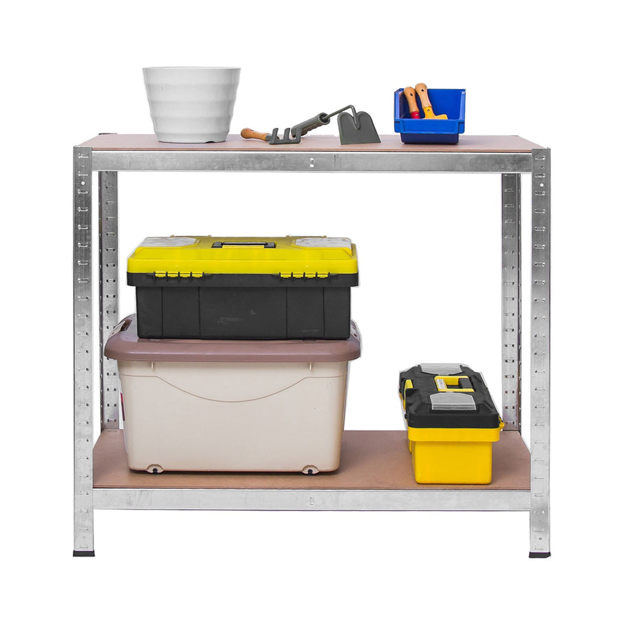 Sølvfarvet metalhylde sæt med 4 hylder - 174x80x40 cm, perfekt til garage, værksted og opbevaring