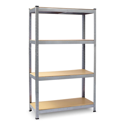 Sølvfarvet metalhylde sæt med 4 hylder - 174x80x40 cm, perfekt til garage, værksted og opbevaring