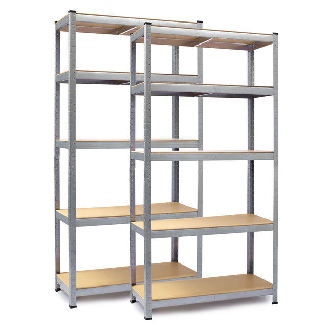 Opbevaringsreol i metal - Sæt med 2 stk. 180 x 90 x 40 cm til garage, kælder og butik